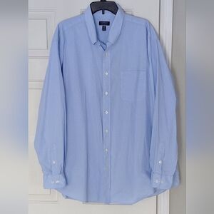 Club Room Regular Fit Blue White Check 100% Cotton Button Down Shirt 37-38 Tall.